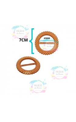 FIVELA TRABALHADA REDONDA MARROM 7CM COM 2 PECAS