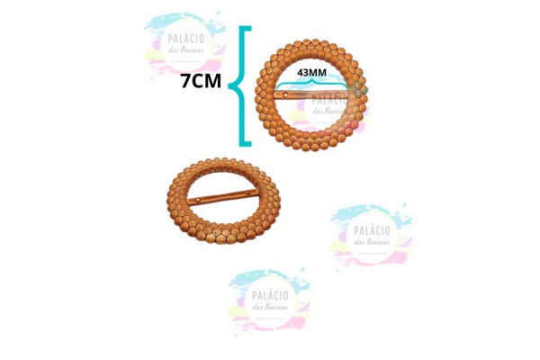 FIVELA TRABALHADA REDONDA MARROM 7CM COM 2 PECAS