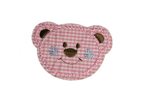 APLICACAO TERMOCOLANTE INFANTIL CARINHA DE URSO ROSA COM 3 PC