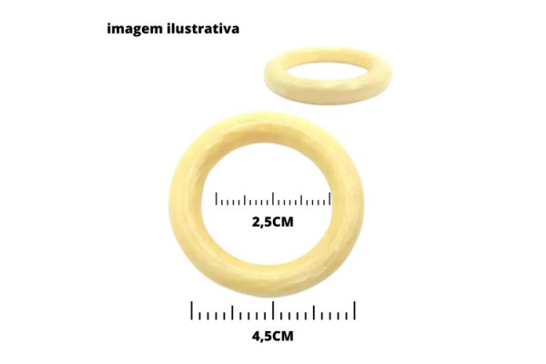 ARGOLA DE MADEIRA 4,5CM COM 4 UNIDADES