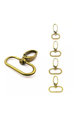 MOSQUETAO LAGOSTA OURO VELHO 4,1X2CM COM 2 PECAS