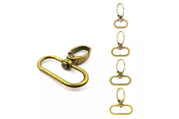 MOSQUETAO LAGOSTA OURO VELHO 4,1X2CM COM 2 PECAS