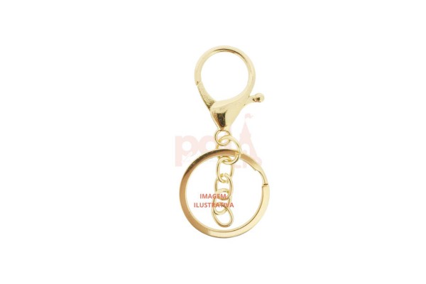 ARGOLA CHAVEIRO MOSQUETAO DOURADO CLARO 10 PC