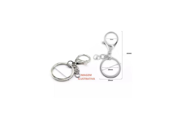 ARGOLA CHAVEIRO COM MOSQUETAO NIQUEL 10PC