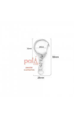 MOSQUETAO CHAVEIRO PRATA 3,2CM C/ 10PC