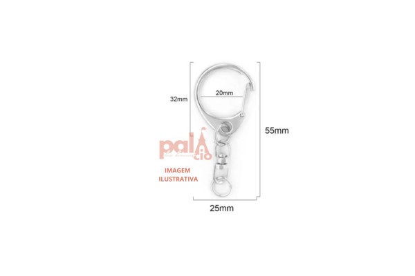 MOSQUETAO CHAVEIRO PRATA 3,2CM C/ 10PC