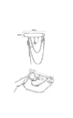 ALFINETE DE SEGURANCA DECORADO COM CORRENTE NIQUEL 