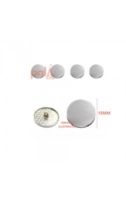 BOTAO METAL PRATA 15MM COM 5 PC
