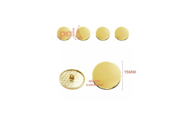 BOTAO METAL DOURADO 15MM C/ 5PC