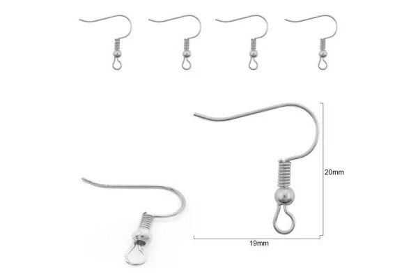 GANCHO ANZOL PARA BRINCO 19MM NIQUEL COM 40 UNIDADES