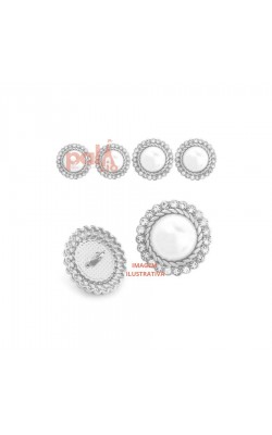 BOTAO METAL C/ PE PEROLA /STRASS C/ 5PC