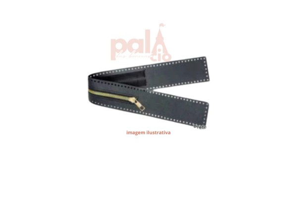FECHO COURO C/ ZIPER P/ BOLSA 52CM PRETO