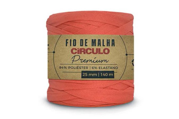 FIO DE MALHA CIRCULO PREMIUM 25MM CORAL VIVO