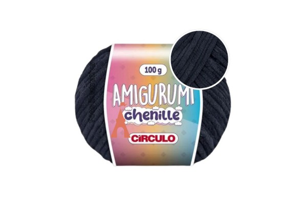 AMIGURUMI CHENILLE 100G CIRCULO PRETO
