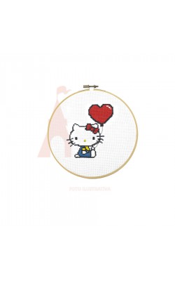 PONTO CRUZ HELLO KITTY CIRCULO CORACAO