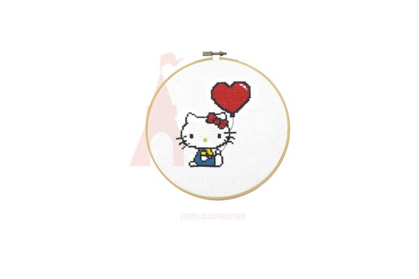 PONTO CRUZ HELLO KITTY CIRCULO CORACAO