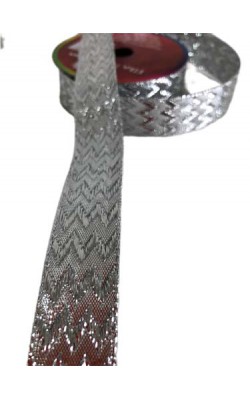 FITA CHEVRON 22MM CIRCULO COM 10 MT PRATA