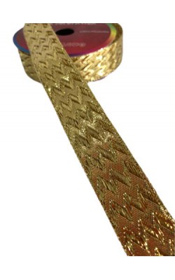 FITA CHEVRON 22MM CIRCULO COM 10 MT DOURADA