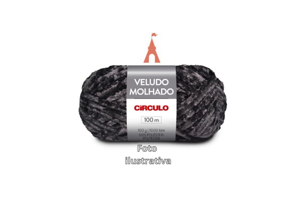 FIO VELUDO MOLHADO CIRCULO 100G PRETO