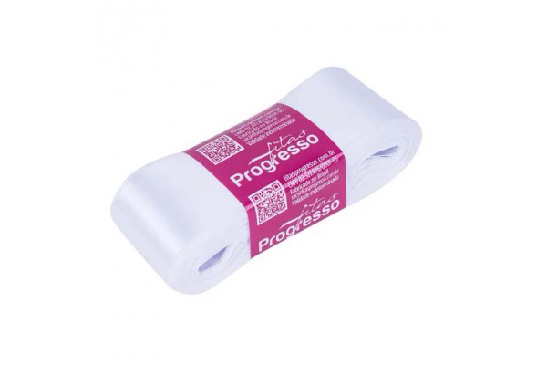 FITA DE CETIM PROGRESSO 38MM COM 10MT BRANCO