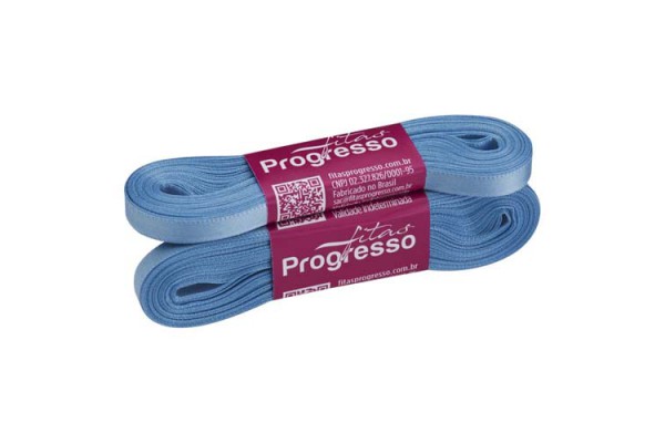 FITA DE CETIM PROGRESSO 7MM COM 10MTS AZUL CELESTE