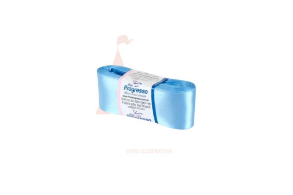 FITA DE CETIM PROGRESSO 38MM COM 10MT AZUL CELESTE