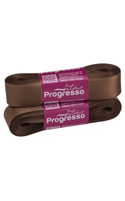 FITA DE CETIM PROGRESSO 22MM COM 10MTS MARROM