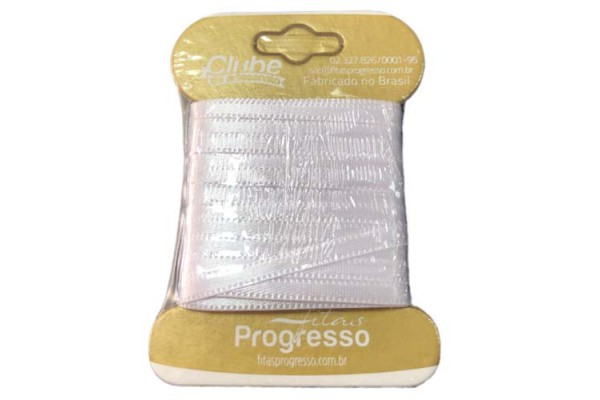 FITA DE CETIM DUPLA FACE PROGRESSO 000 COM 10 MTS BRANCO