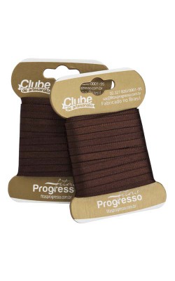 FITA DE CETIM DUPLA FACE PROGRESSO 000 COM 10 MTS MARROM CAFE