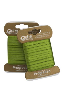 FITA DE CETIM DUPLA FACE PROGRESSO 000 COM 10 MTS VERDE FOLHA