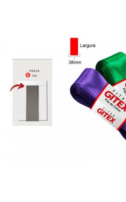 FITA DE CETIM 38MM GITEX PRATA