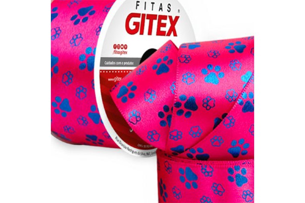 FITA DE CETIM PATINHAS ROSA GITEX 22MMX10MTS PROMOCAO