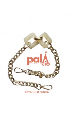 ALCA DE BOLSA CORRENTE C/ ELOS CREME 50CM