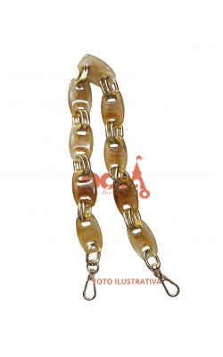 ALCA DE BOLSA ELOS DOURADO/ BEGE 50CMM