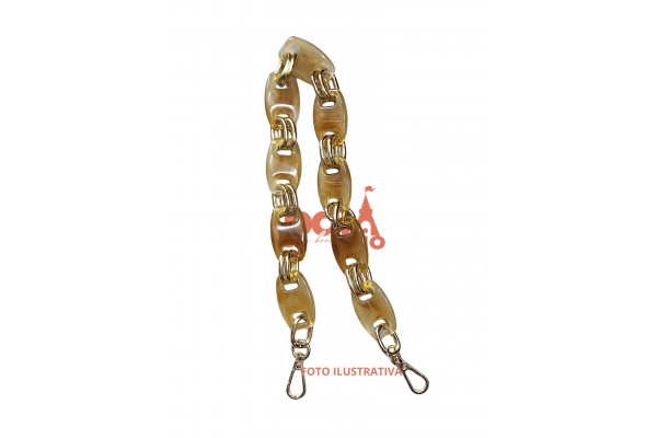 ALCA DE BOLSA ELOS DOURADO/ BEGE 50CMM