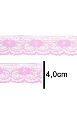 RENDA COM ELASTANO LARG 4CM 50MT ROSA