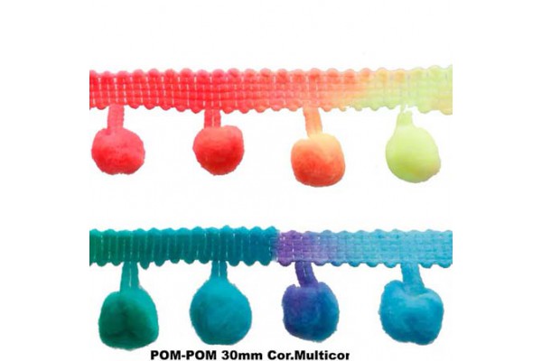 FITA POM POM MULTICOLOR 30MM 25M