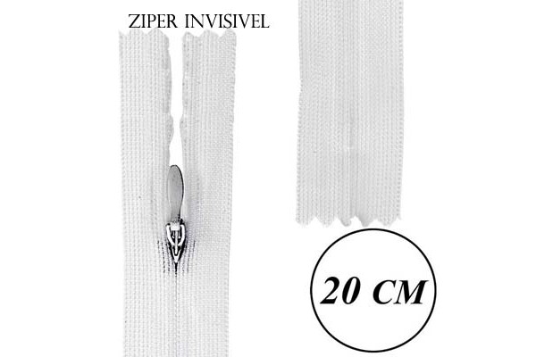 ZIPER INVISIVEL 20 CM BRANCO 