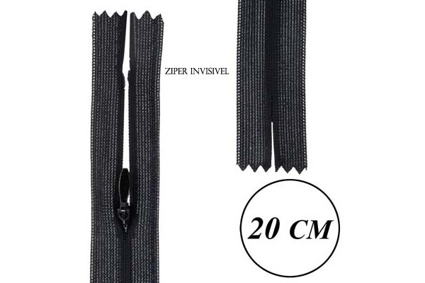 ZIPER INVISIVEL 20 CM PRETO