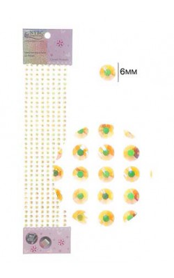 CARTELA ADESIVA STRASS 6MM AMARELO 720PC