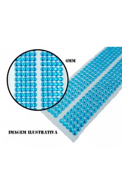CARTELA ADESIVA DE STRASS 6MM AZUL