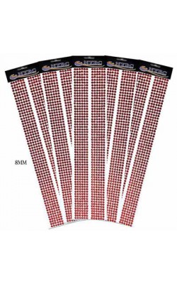 CARTELA ADESIVA STRASS 8MM VERMELHO NYBC COM 470 UNIDADES