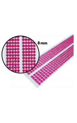 CARTELA ADESIVA DE STRASS 8MM ROSA