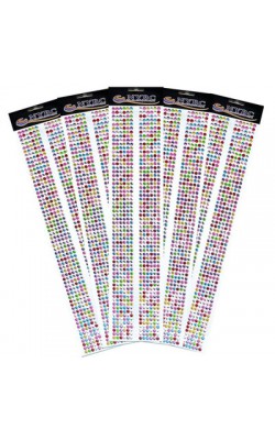 CARTELA ADESIVA DE STRASS 8MM COLORIDO COM 470 UNIDADES