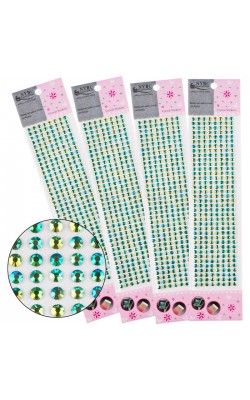 CARTELA ADESIVA DE PEDRAS 8MM VERDE ESMERALDA COM 296 UNIDADES NYBC