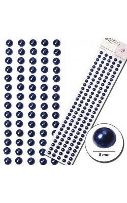 CARTELA ADESIVA NYBC MEIA PEROLA 8MM AZUL ROYAL COM 140 UNIDADES 