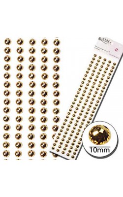 CARTELA ADESIVA NYBC PEROLAS DOURADAS 10MM COM 84 UNIDADES