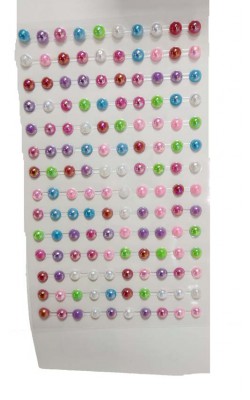 CARTELA ADESIVA PEROLAS COLORIDAS 6MM COM 140 PC