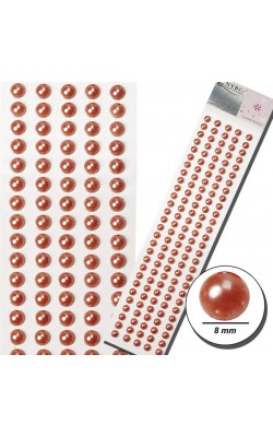 CARTELA DE TIRA MEIA PEROLA 8MM SALMAO ESCURO COM 490 UNIDADES 