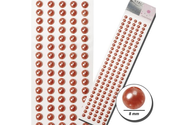 CARTELA DE TIRA MEIA PEROLA 8MM SALMAO ESCURO COM 490 UNIDADES 